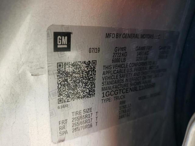 1GCGTCEN8L1100860 - 2020 CHEVROLET COLORADO L SILVER photo 10