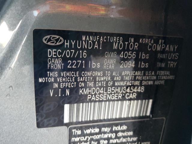 KMHD04LB5HU345448 - 2017 HYUNDAI ELANTRA SP GRAY photo 10