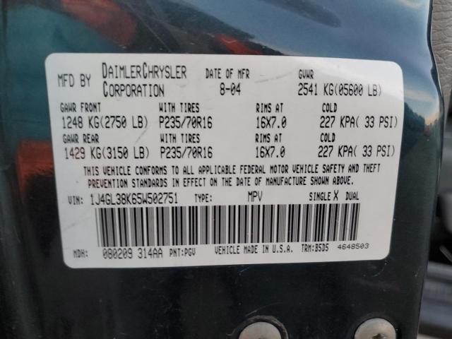 1J4GL38K65W502751 - 2005 JEEP LIBERTY RE 绿色 照片 10