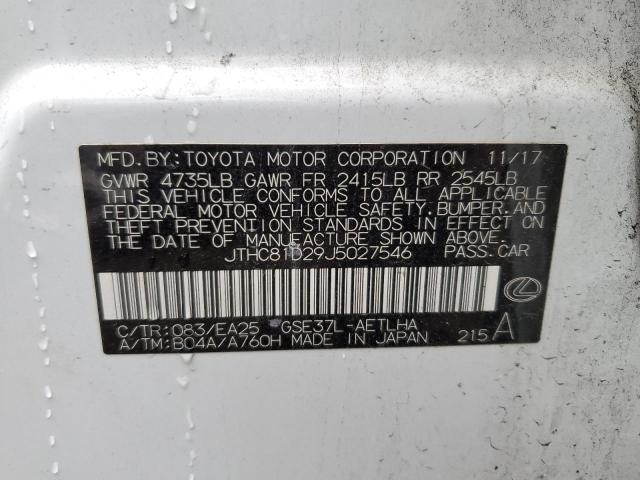 JTHC81D29J5027546 - 2018 LEXUS IS 300 WHITE photo 10