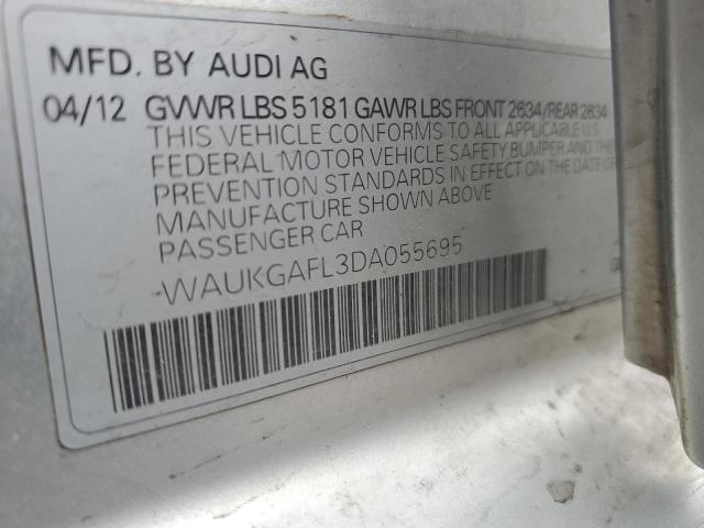 WAUKGAFL3DA055695 - 2013 AUDI S4 PRESTIG SILVER photo 10