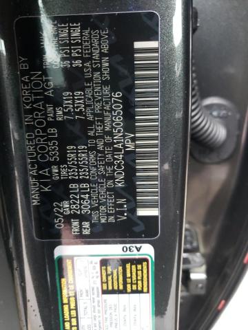 KNDC34LA1N5065076 - 2022 KIA EV6 LIGHT GRAY photo 10