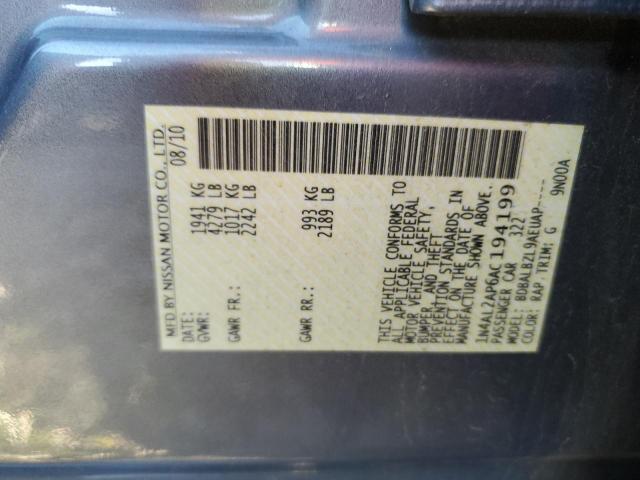 1N4AL2AP6AC194199 - 2010 NISSAN ALTIMA BAS BLUE photo 10