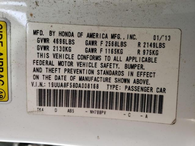 19UUA8F58DA008168 - 2013 ACURA TL TECH WHITE photo 10