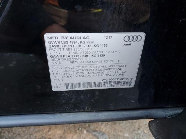 WA1ECCFS0JR022370 - 2018 AUDI Q3 PREMIUM BLACK photo 10