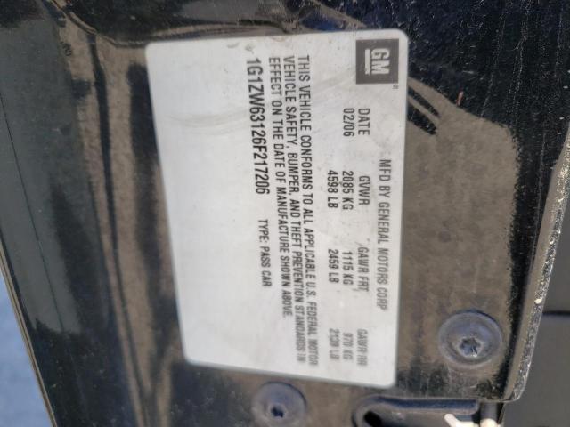 1G1ZW63126F217206 - 2006 CHEVROLET MALIBU MAX 黑色 照片 10