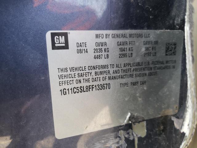 1G11C5SL8FF133670 - 2015 CHEVROLET MALIBU 1LT 蓝色 照片 10