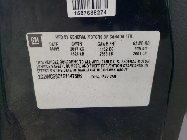 2G2WC58C161147586 - 2006 PONTIAC GRAND PRIX შავი ფოტო 10