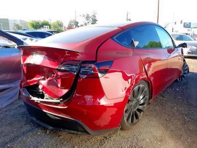 5YJYGDEF5MF272036 - 2021 TESLA MODEL Y Красный фото 4
