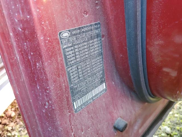 SALSK25458A168337 - 2008 LAND ROVER RANGE ROVE RED photo 10