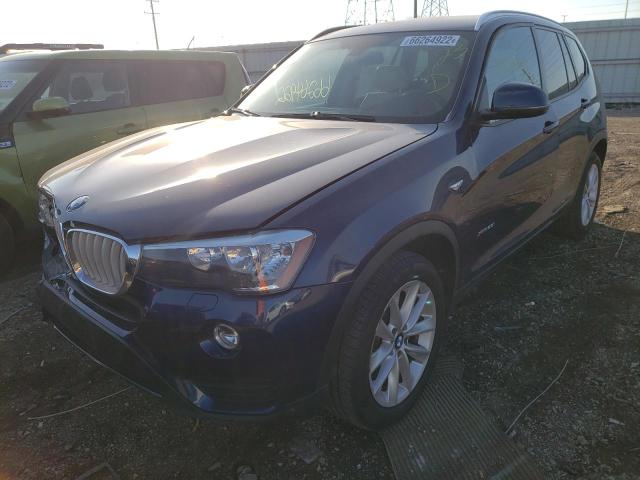 5UXWX9C50F0D52278 - 2015 BMW X3 XDRIVE2 BLUE photo 2