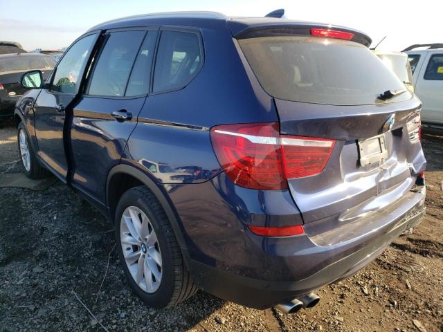 5UXWX9C50F0D52278 - 2015 BMW X3 XDRIVE2 BLUE photo 3