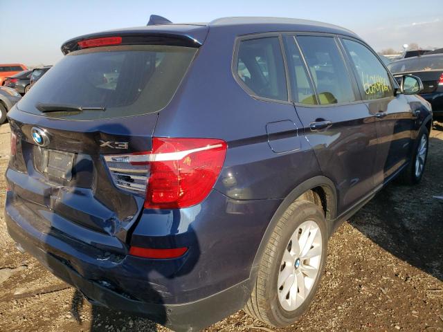 5UXWX9C50F0D52278 - 2015 BMW X3 XDRIVE2 BLUE photo 4