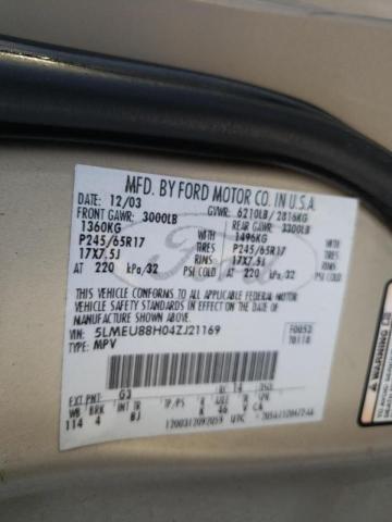 5LMEU88H04ZJ21169 - 2004 LINCOLN AVIATOR 金色 照片 10