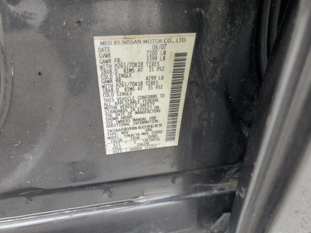 5N1BA08D98N609689 - 2008 NISSAN ARMADA SE GRAY photo 10