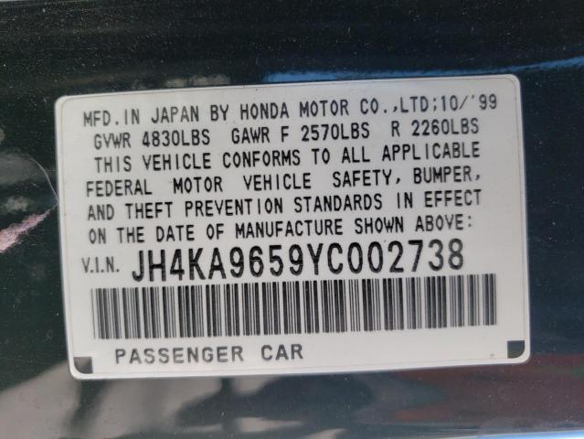 JH4KA9659YC002738 - 2000 ACURA 3.5RL BLACK photo 10