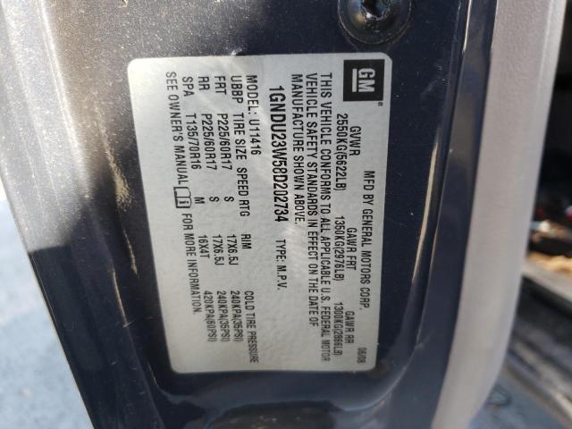 1GNDU23W58D202734 - 2008 CHEVROLET UPLANDER L GRAY photo 10