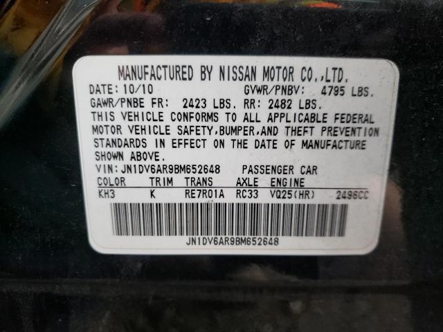 JN1DV6AR9BM652648 - 2011 INFINITI G25 GRAY photo 10