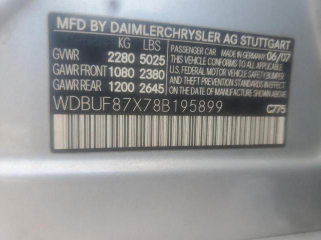 WDBUF87X78B195899 - 2008 MERCEDES-BENZ E 350 4MAT SILVER photo 10