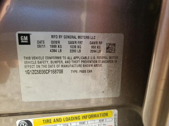 1G1ZC5E06CF168708 - 2012 CHEVROLET MALIBU 1LT 金色 照片 10