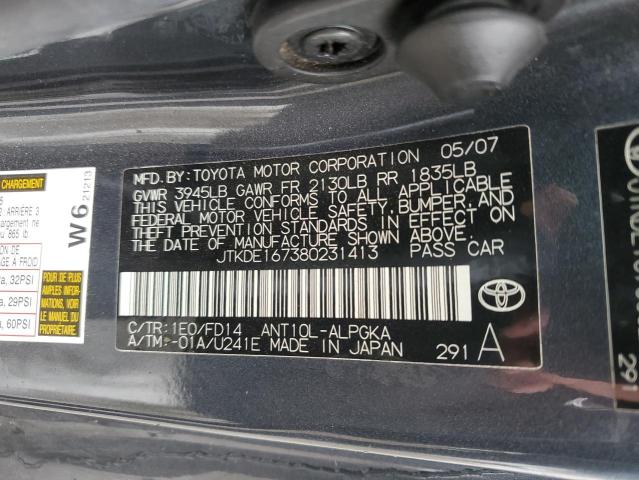 JTKDE167380231413 - 2008 SCION TC GRAY photo 10