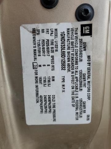 1GNDV33L66D125832 - 2006 CHEVROLET UPLANDER L Qızıl foto 10