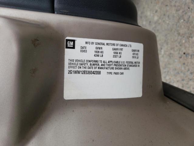 2G1WW12E539342358 - 2003 CHEVROLET MONTE CARL 米色 照片 10