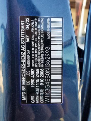 W1K3G4EB0NJ362993 - 2022 MERCEDES-BENZ A 220 BLUE photo 10