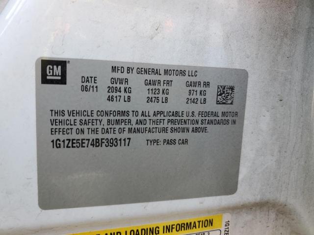 1G1ZE5E74BF393117 - 2011 CHEVROLET MALIBU LTZ თეთრი ფოტო 10