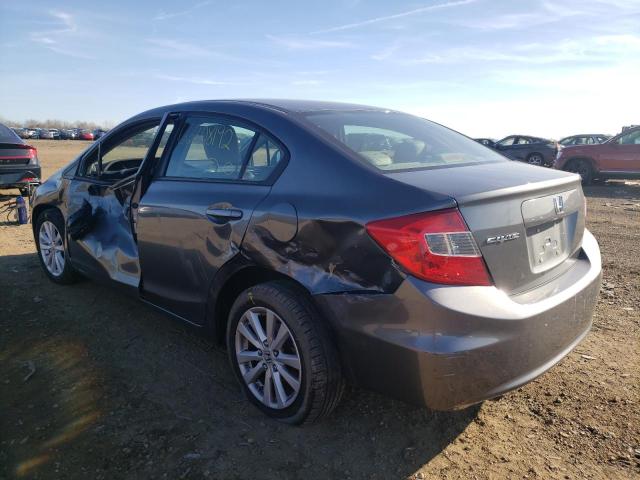 19XFB2F93CE093923 - 2012 HONDA CIVIC EXL رمادي صورة 3
