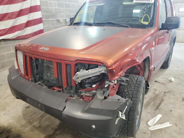 1J4PN3GK2AW157935 - 2010 JEEP LIBERTY RE ORANGE photo 9