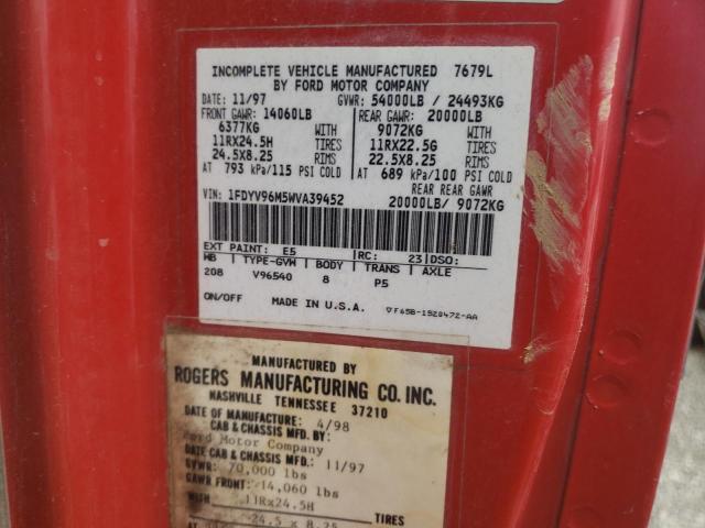 1FDYV96M5WVA39452 - 1998 FORD H-SERIES L RED photo 10