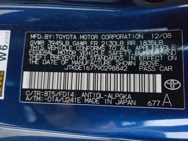 JTKDE167790298842 - 2009 TOYOTA SCION TC  ფოტო 10