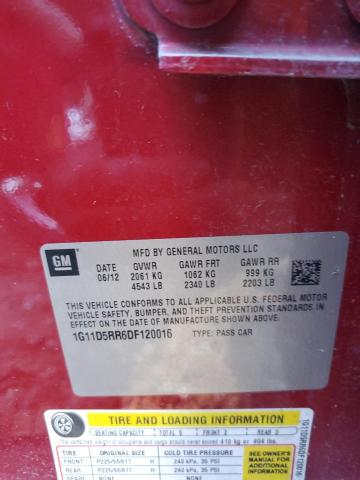 1G11D5RR6DF120016 - 2013 CHEVROLET MALIBU 1LT RED photo 10