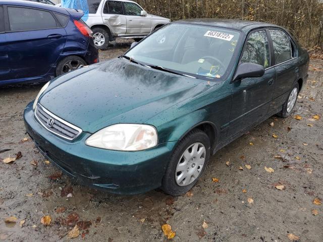2HGEJ6617YH550598 - 2000 HONDA CIVIC BASE GREEN photo 2