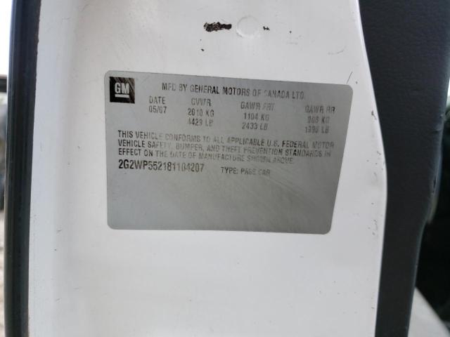 2G2WP552181104207 - 2008 PONTIAC GRAND PRIX თეთრი ფოტო 10