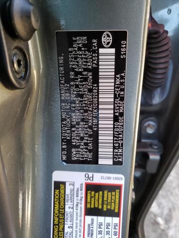 4T1BF1FK1CU620824 - 2012 TOYOTA CAMRY LE A Сұр фото 10