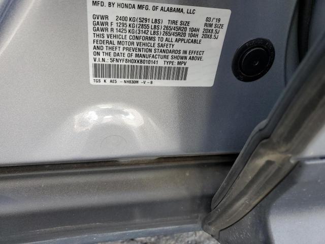 5FNYF8H0XKB010141 - 2019 HONDA PASSPORT E 银色 照片 10