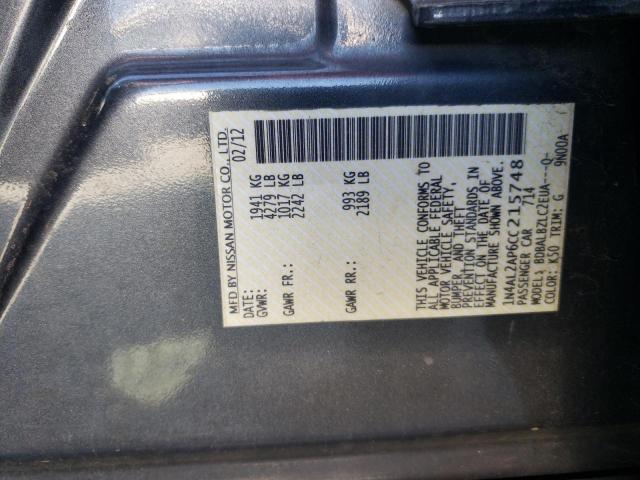 1N4AL2AP6CC215748 - 2012 NISSAN ALTIMA BAS BLACK photo 10