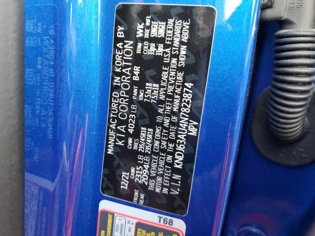 KNDJ63AU4N7823874 - 2022 KIA SOUL GT LI BLUE photo 10