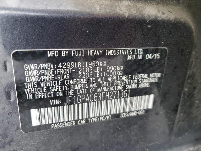 JF1GPAC63FH271361 - 2015 SUBARU IMPREZA PR GRAY photo 10