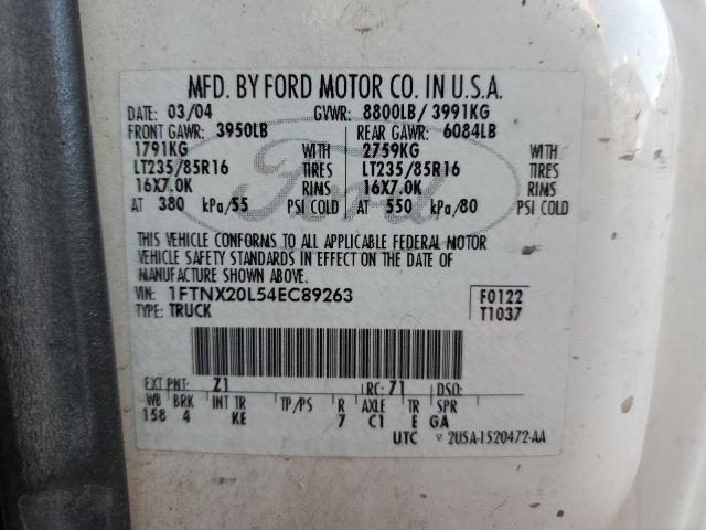 1FTNX20L54EC89263 - 2004 FORD E-250 WHITE photo 13