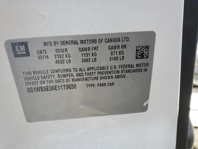 2G1WB5E36E1173630 - 2014 CHEVROLET IMPALA LIM WHITE photo 10