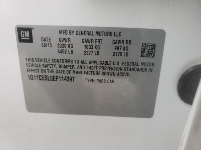 1G11C5SL0EF114397 - 2014 CHEVROLET MALIBU 1LT თეთრი ფოტო 10