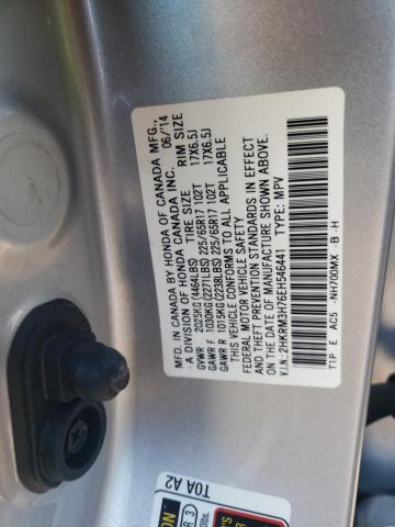 2HKRM3H76EH546441 - 2014 HONDA CR-V EXL SILVER photo 10