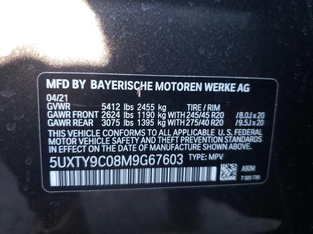 5UXTY9C08M9G67603 - 2021 BMW X3 XDRIVEM CHARCOAL photo 10