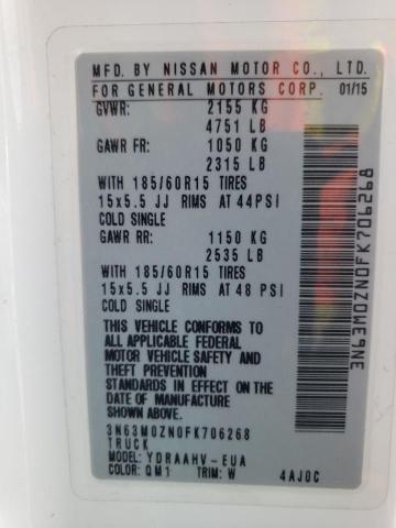 3N63M0ZN0FK706268 - 2015 CHEVROLET CITY EXPRE Weiß Foto 10