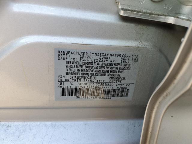 3N1AB8CV6MY230113 - 2021 NISSAN SENTRA SV SILVER photo 10