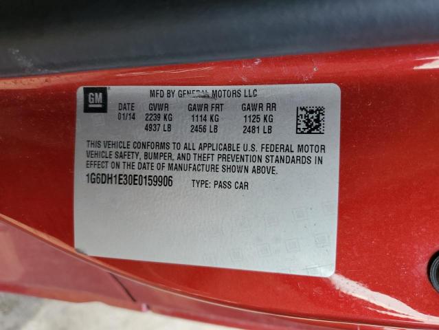 1G6DH1E30E0159906 - 2014 CADILLAC CTS PREMIU RED photo 10