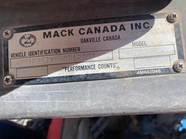 2M1P267Y0NC012091 - 1992 MACK 600 RD600 RED photo 10